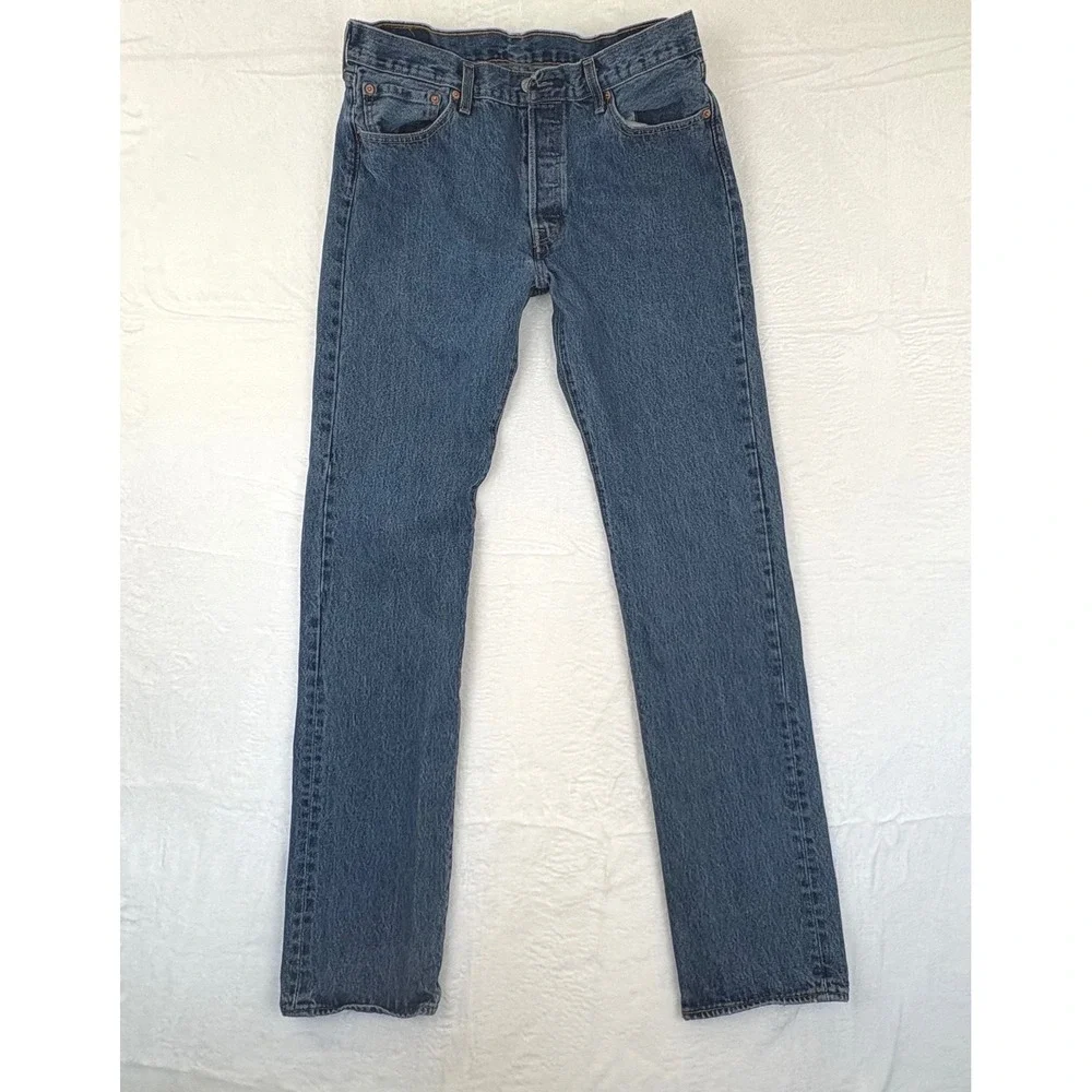 Levis 501 Original Fit Mens Button Fly Leg Jeans W34 L38 00501-019